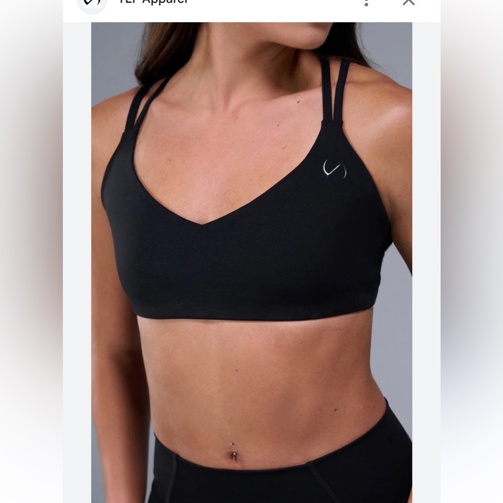 LF Black Sports Bra with V-Neck and Dual Straps